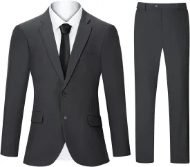 2 Piece Men's Suit Slim Fit Suits for Men, Two Button Blazer Dress Business Wedding Party Jacket & Pants