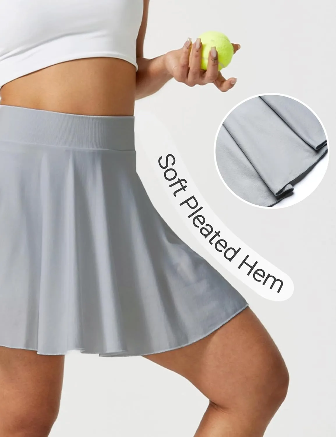 AJISAI Seamless Tennis Skirt for Women Pleated Athletic Skirts with Shorts Pockets High Waisted Golf Skort for Workout