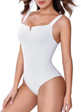 Avidlove Bodysuits for Women Square Neck Shapewear Bodysuit Sleeveless Sexy Body Suits Double Lined Tank Top Outfit