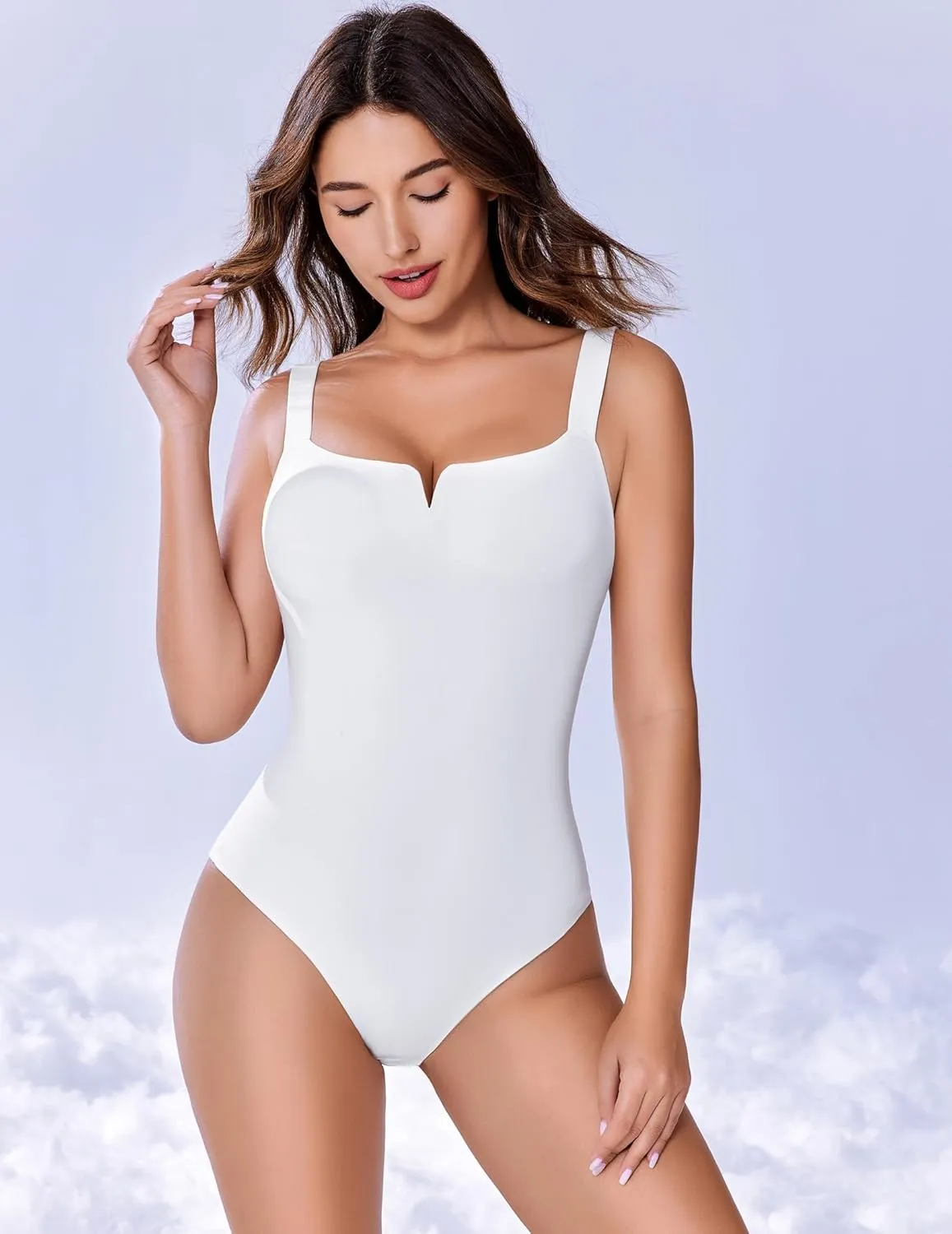 Avidlove Bodysuits for Women Square Neck Shapewear Bodysuit Sleeveless Sexy Body Suits Double Lined Tank Top Outfit