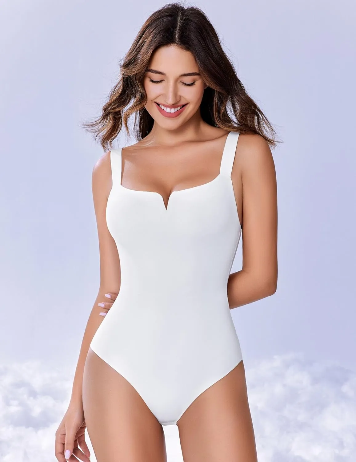 Avidlove Bodysuits for Women Square Neck Shapewear Bodysuit Sleeveless Sexy Body Suits Double Lined Tank Top Outfit