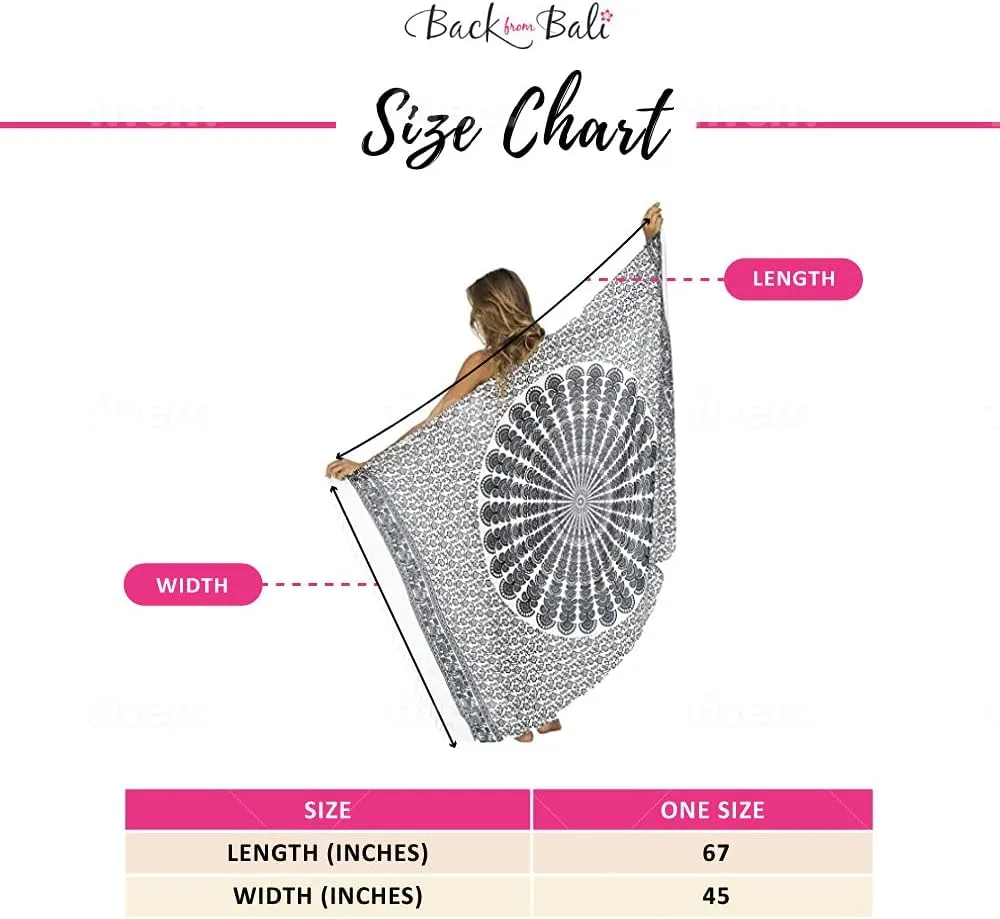 Back From Bali Womens Sarong Beach Swimsuit Bikini Cover up Wrap Peacock & Clip