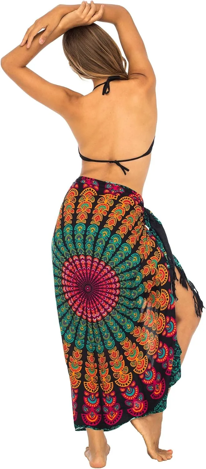 Back From Bali Womens Sarong Beach Swimsuit Bikini Cover up Wrap Peacock & Clip