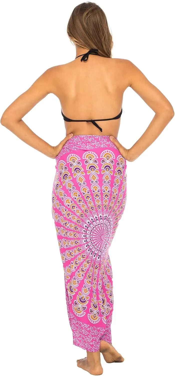 Back From Bali Womens Sarong Beach Swimsuit Bikini Cover up Wrap Peacock & Clip