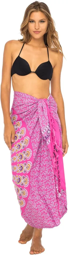 Back From Bali Womens Sarong Beach Swimsuit Bikini Cover up Wrap Peacock & Clip