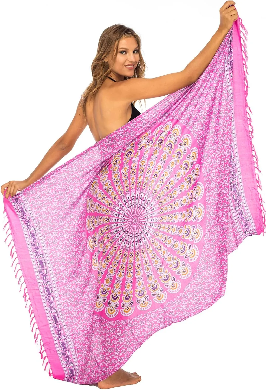 Back From Bali Womens Sarong Beach Swimsuit Bikini Cover up Wrap Peacock & Clip