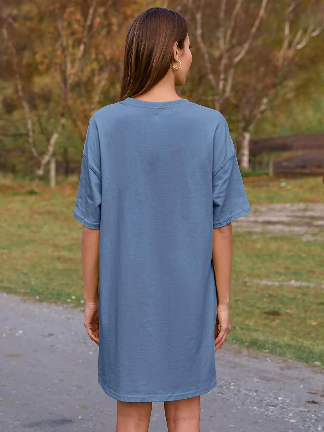 BerryGo Women's Casual Summer Cotton T Shirt Dress Crew Neck Loose Beach Mini Tshirt Tunic Dresses with Pockets