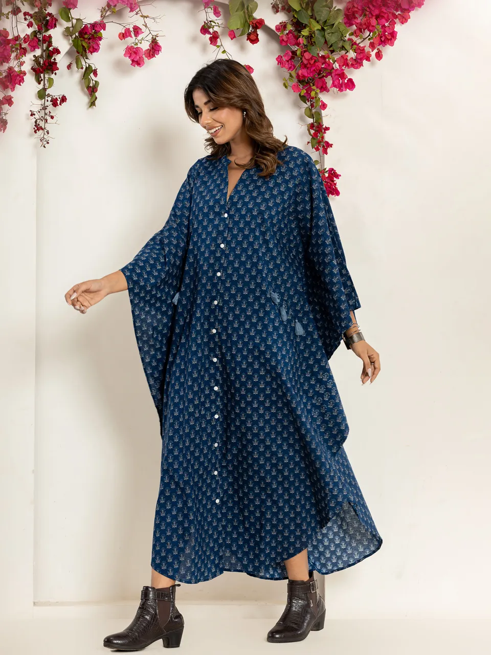 Blue raven Pure Cotton kaftan shirt dress
