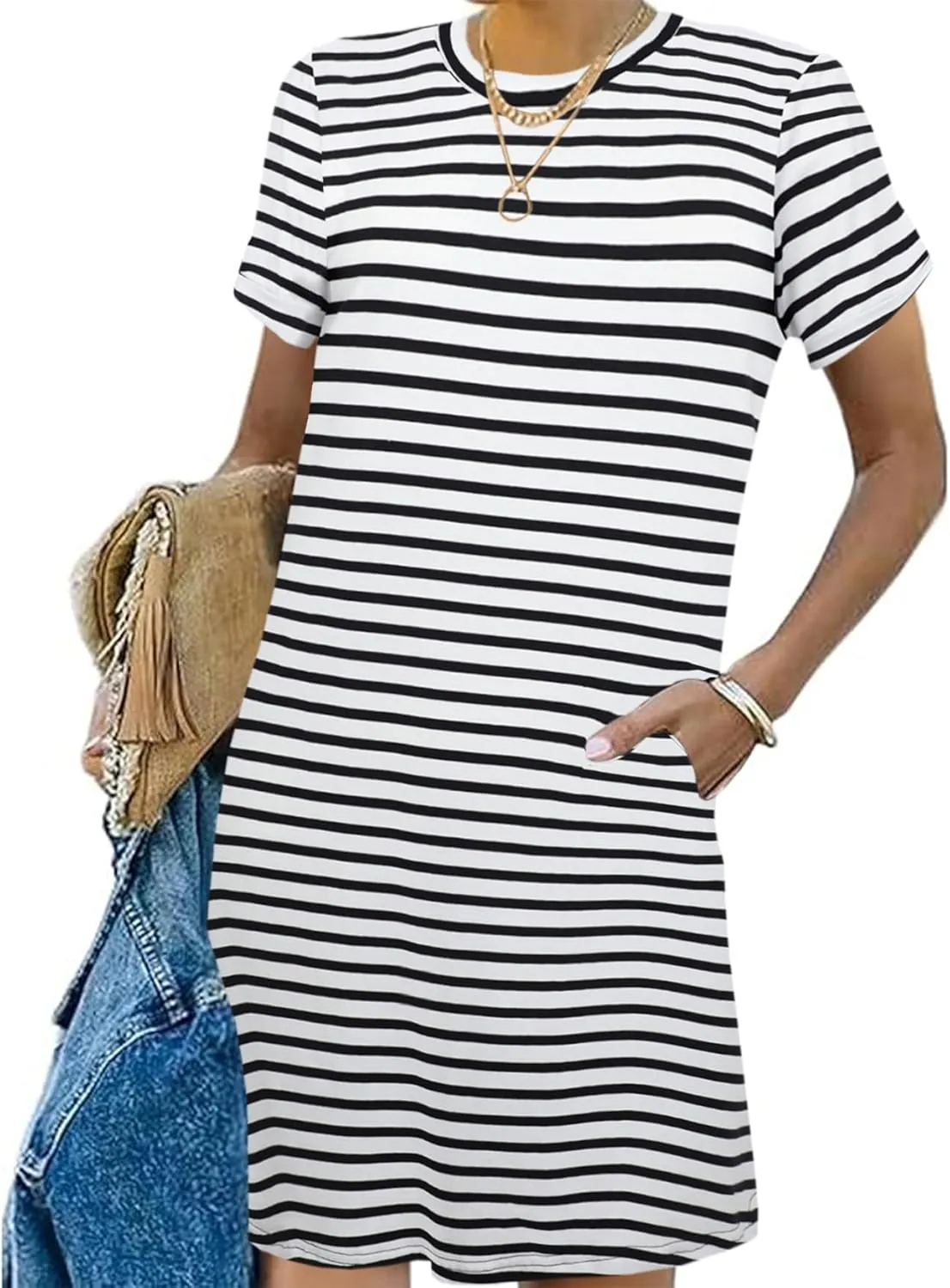 Bluetime Womens T Shirt Dresses Casual 2025 Summer Short Sleeve Loose Vacation Dress with Pockets