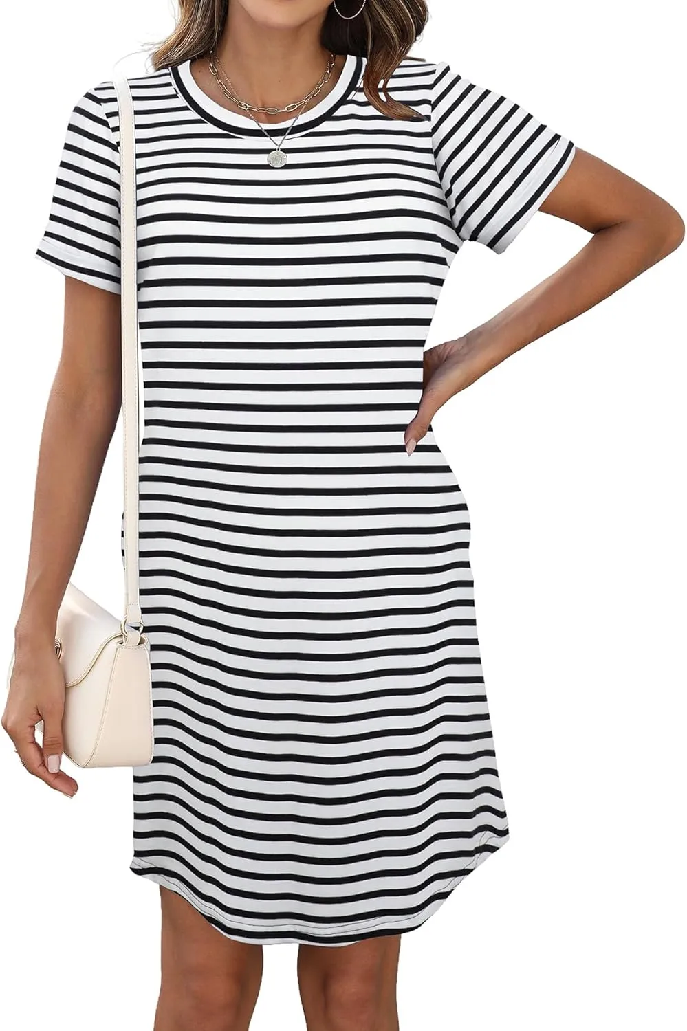 Bluetime Womens T Shirt Dresses Casual 2025 Summer Short Sleeve Loose Vacation Dress with Pockets