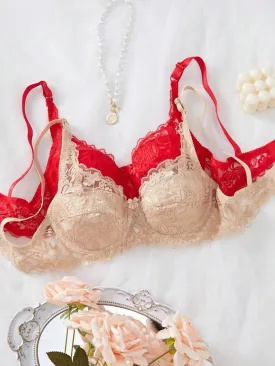Bralette Pack of Two Red and Beige Women's Intimates Bras