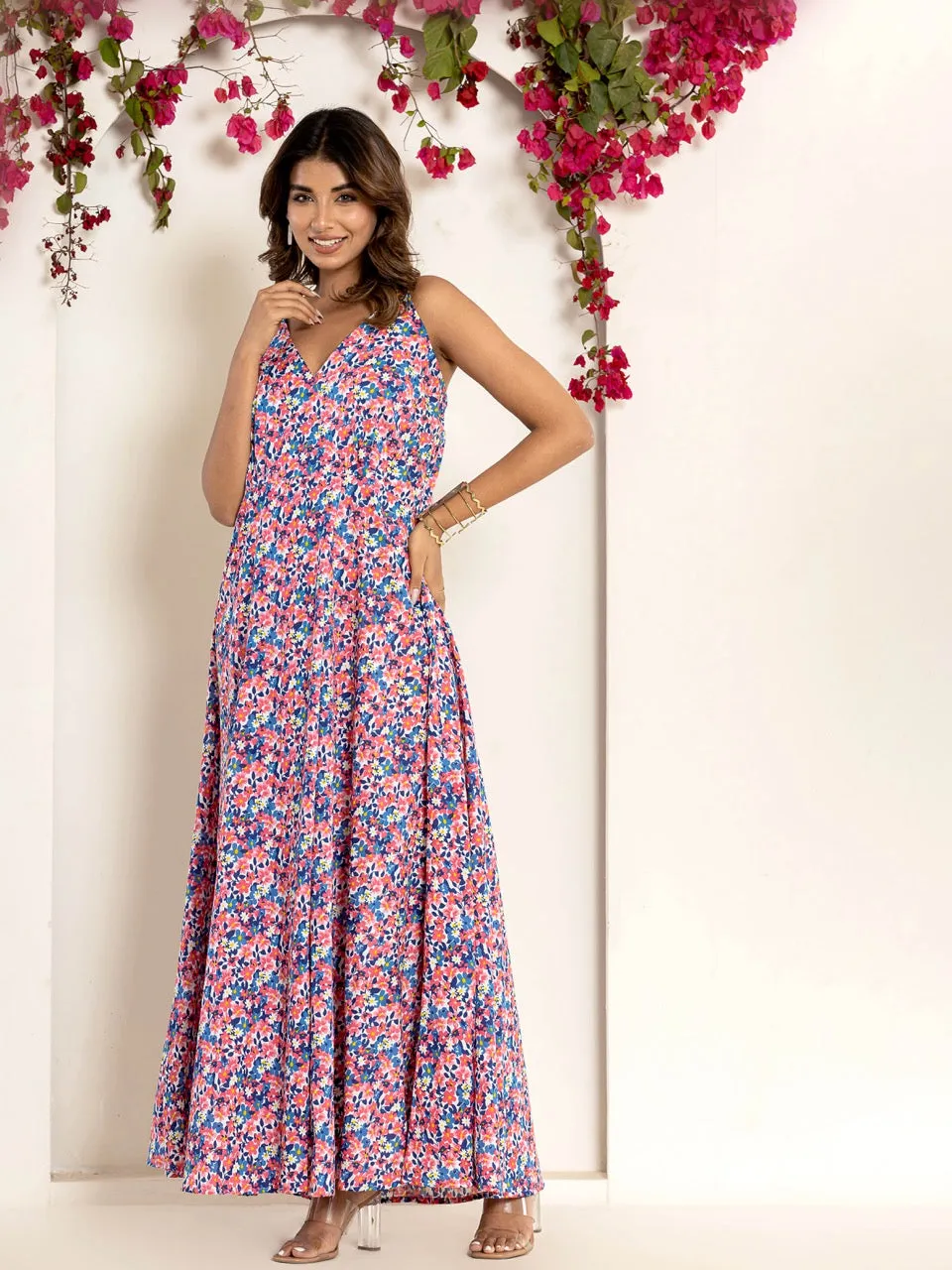 Breezy Multi Flower Pure Cotton Maxi