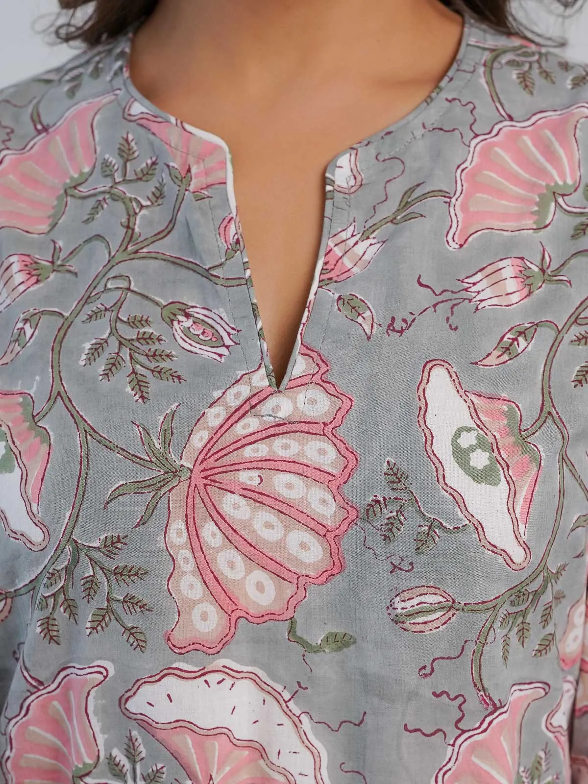 Cotton Printed Lounge Wear Coord Set Grey