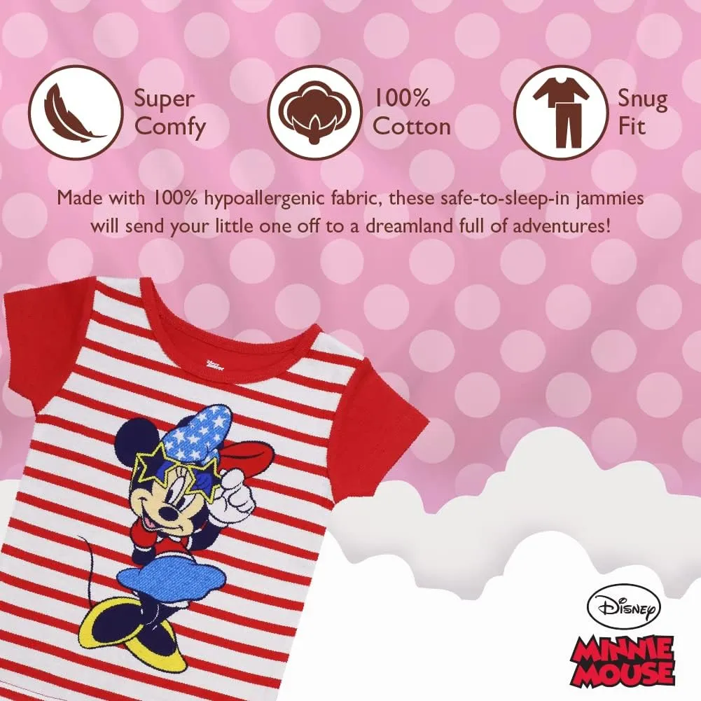Disney Girls' 2-Piece Snug-fit Cotton Pajama Set, Soft & Cute for Kids