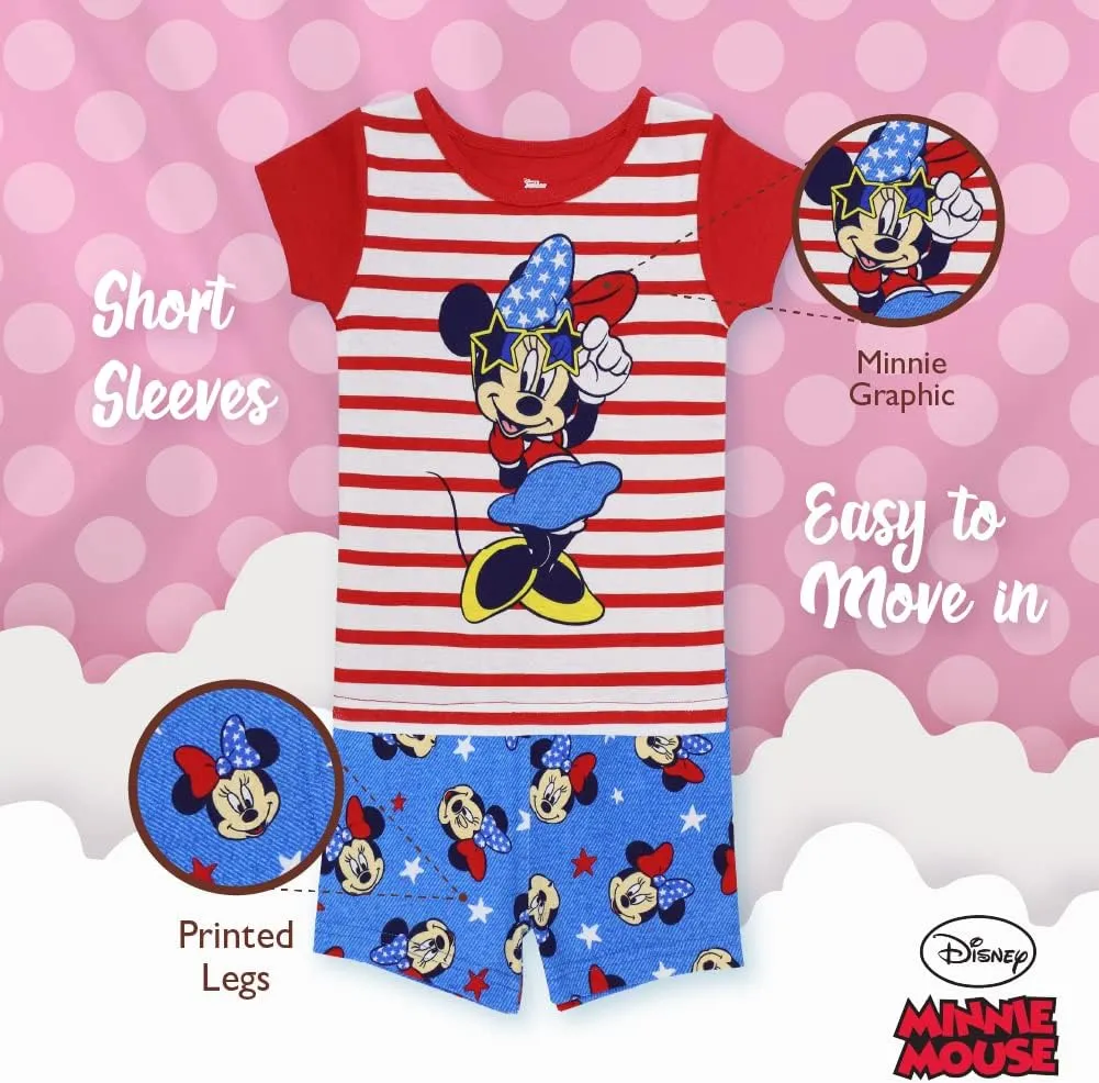 Disney Girls' 2-Piece Snug-fit Cotton Pajama Set, Soft & Cute for Kids
