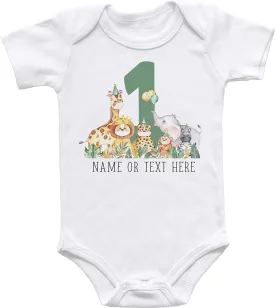 First Birthday Outfit - Custom Baby Shirt or Bodysuit - Wild One Birthday - Safari Jungle Theme - Cake Smash Photo Prop - Baby Boy - Baby Girl