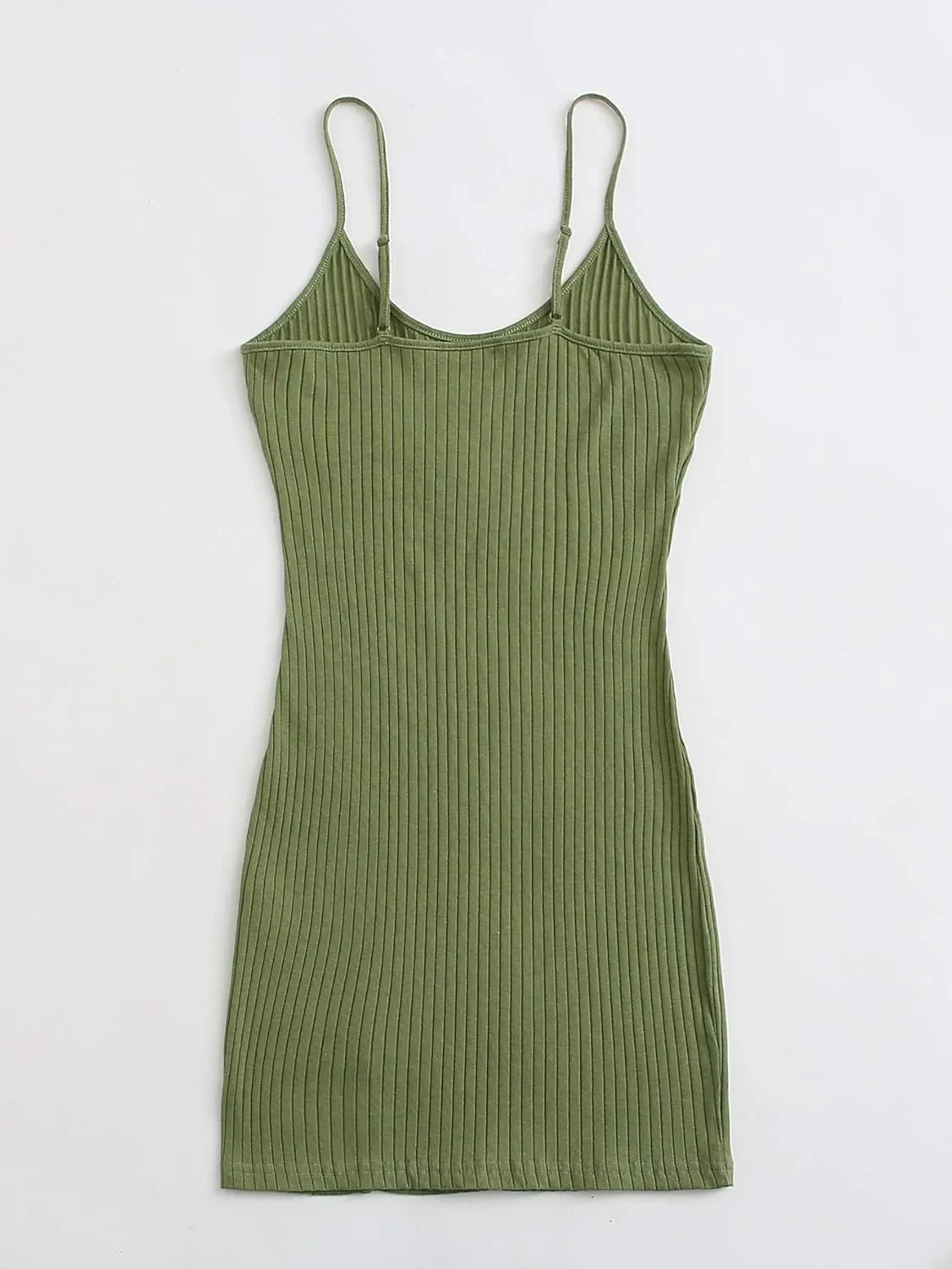 Floerns Women's Casual Solid Sleeveless Cami Split Hem Ribbed Knit Bodycon Mini Dress
