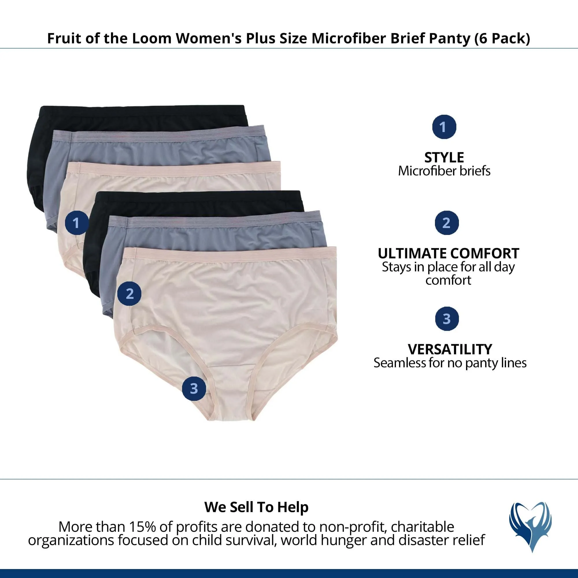 Fruit of the Loom Women's Plus Size Microfiber Brief Panty (6 Pack)