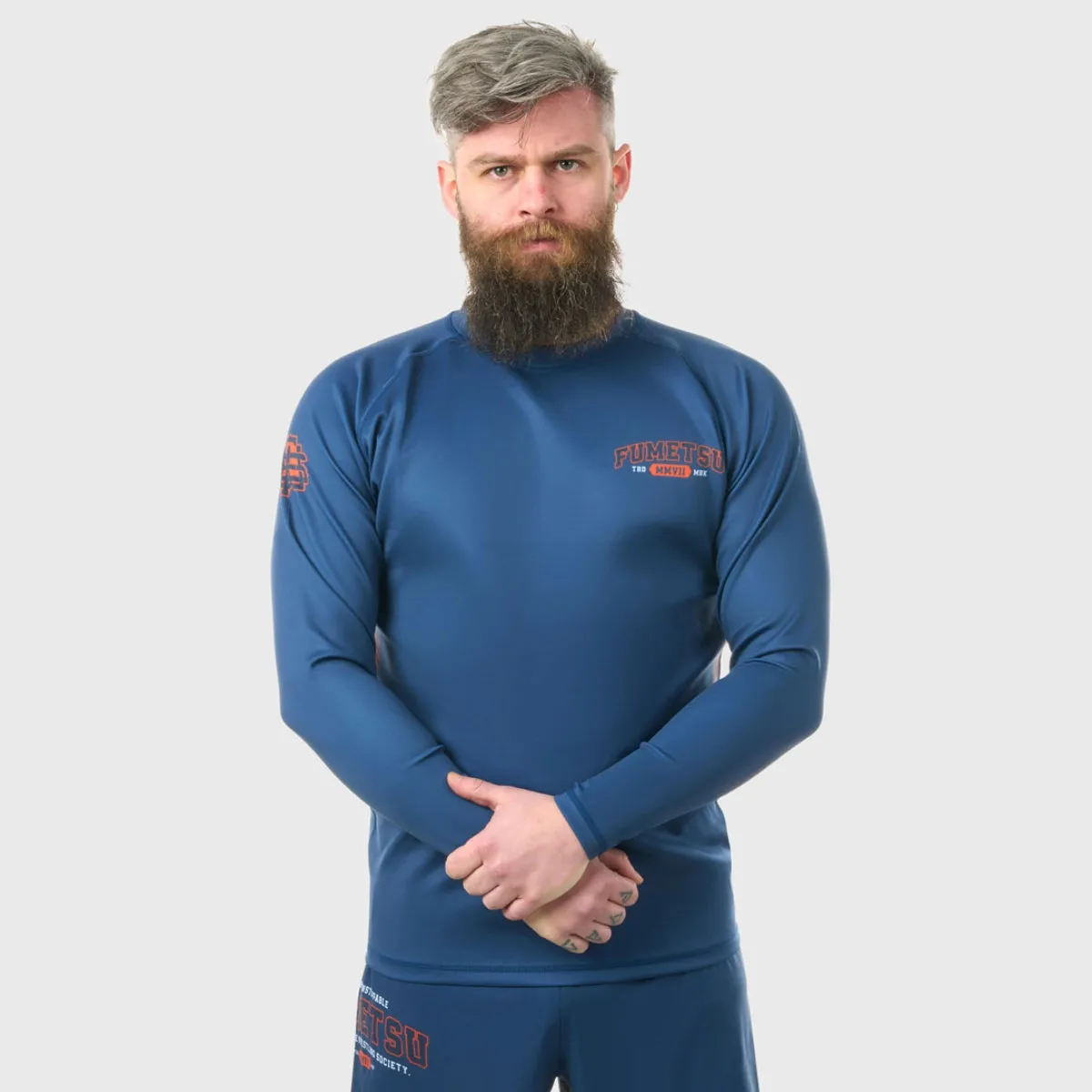 Fumetsu Varsity Long Sleeve Rash Guard Navy