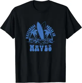Happiness Comes In Waves Wave Surfer Surf Ocean Beach Lover T-Shirt