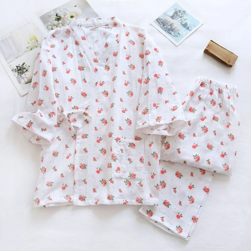 Japanese Kimono Two-Piece Ladies Pajamas