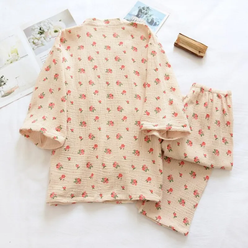 Japanese Kimono Two-Piece Ladies Pajamas