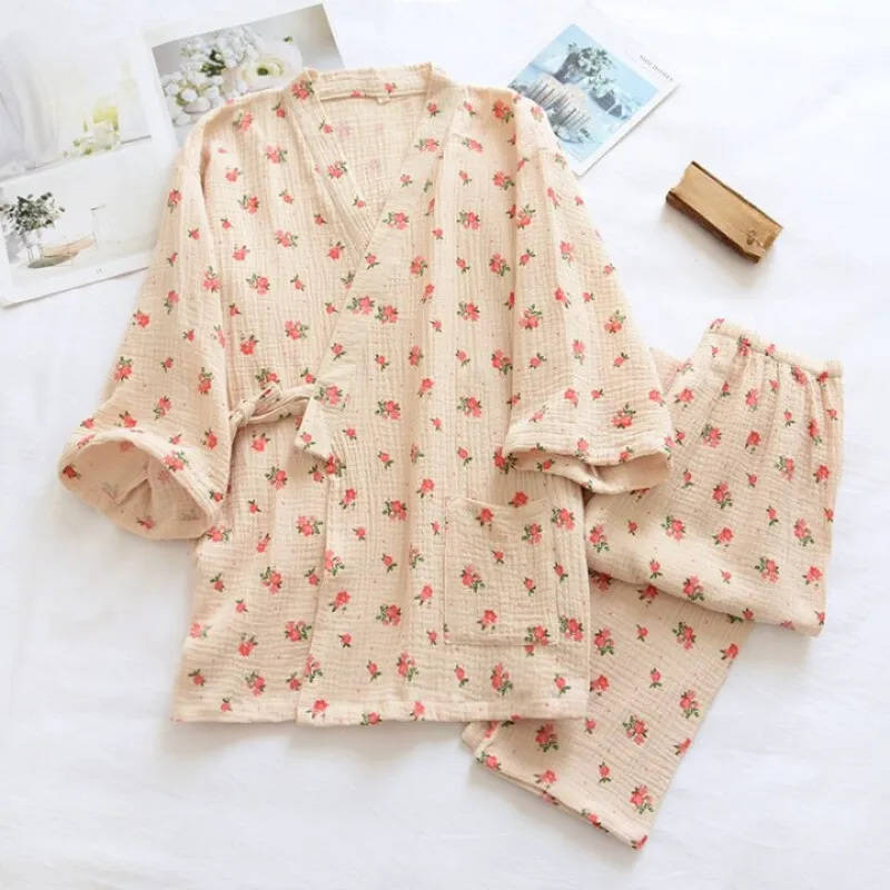 Japanese Kimono Two-Piece Ladies Pajamas
