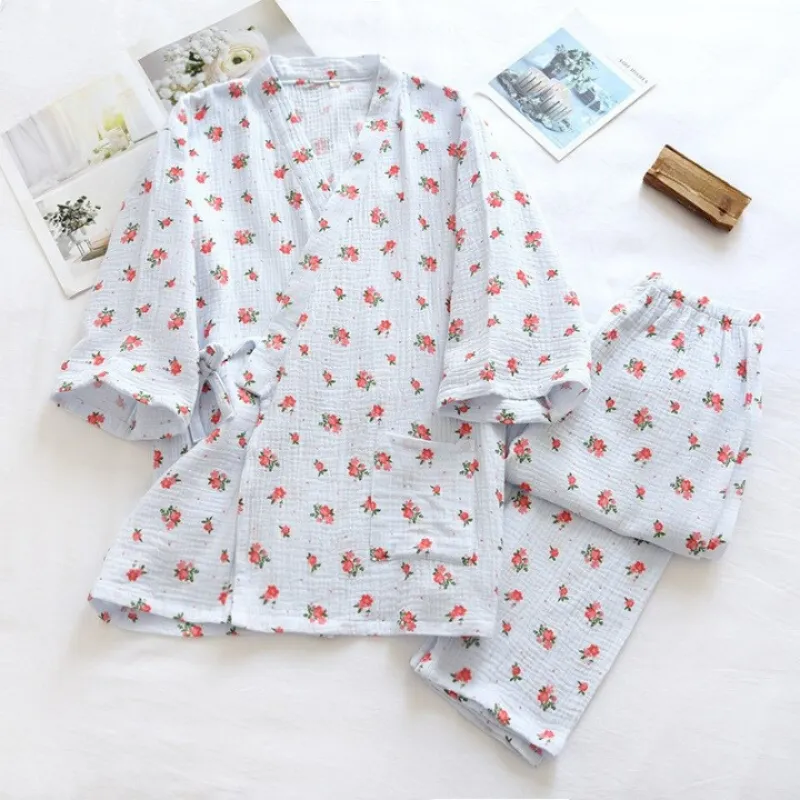 Japanese Kimono Two-Piece Ladies Pajamas