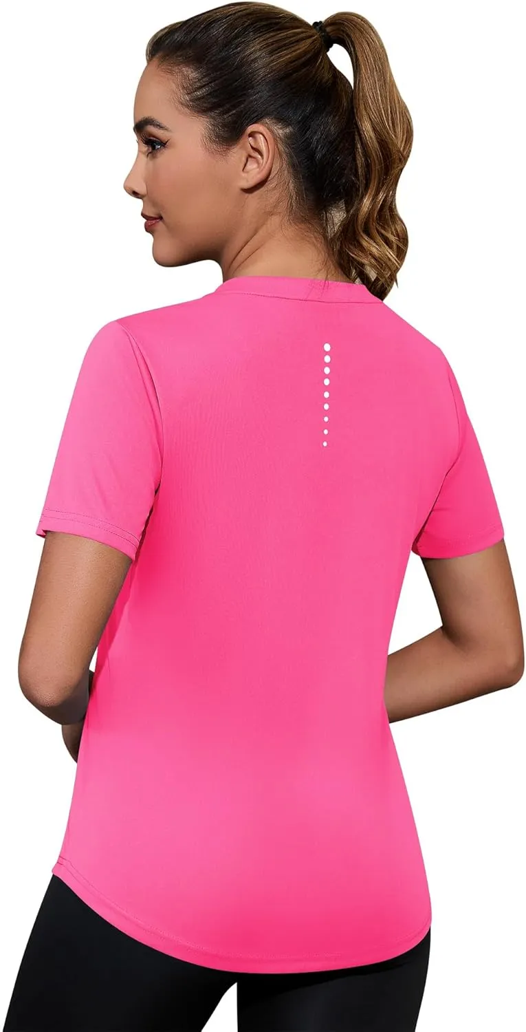Kistore Workout Tops for Women Breathable V Neck Yoga T Shirts Trending Beach Casual Loose Fit Tee Running