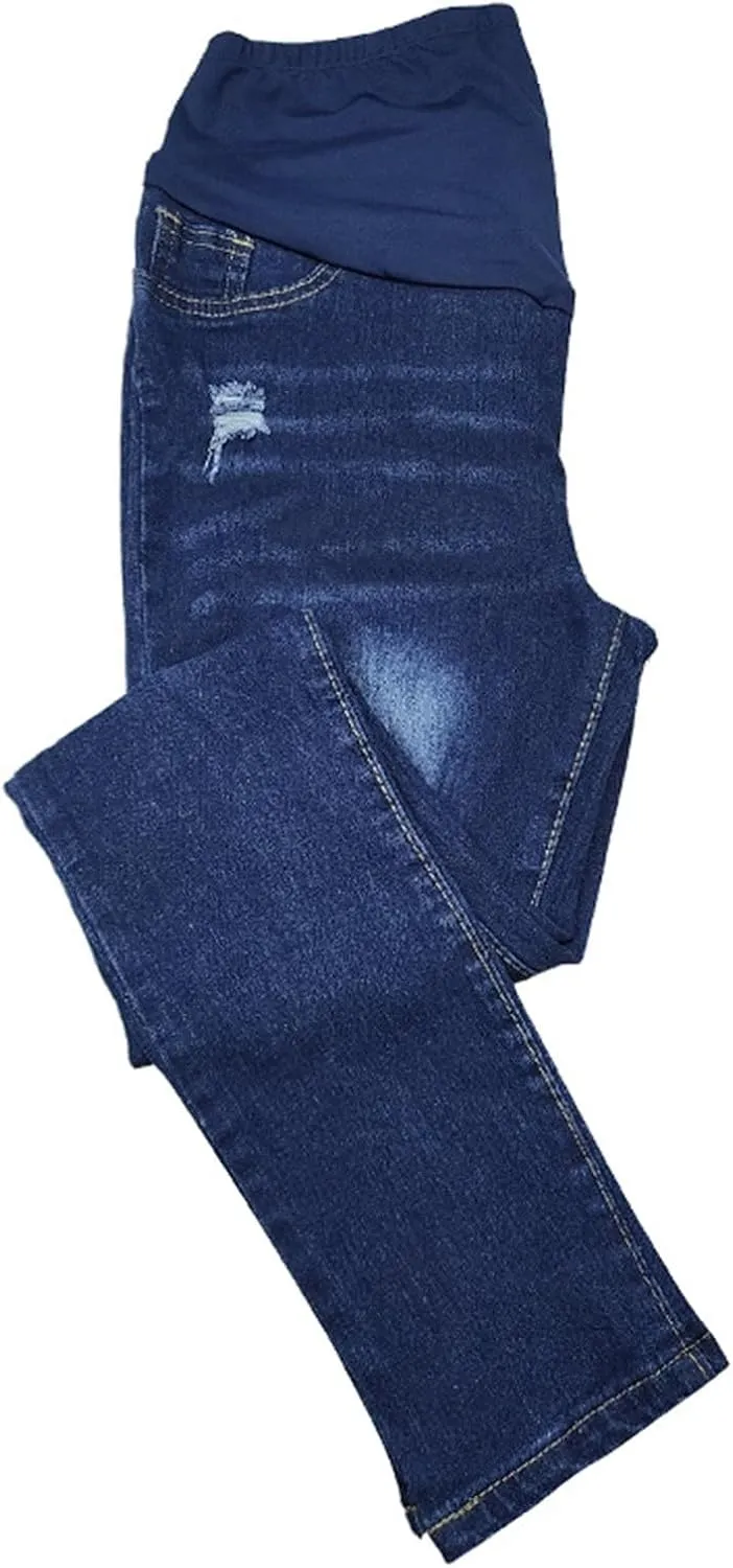 Lmdudan Maternity Jeans Over The Belly Slim Stretch Maternity Pants Casual Maternity Pants Pregnancy Denim Pants with Pockets