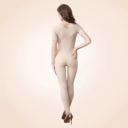 Long Sleeves U Shape Under Bust Full Body Coverage Slimming Bodysuit