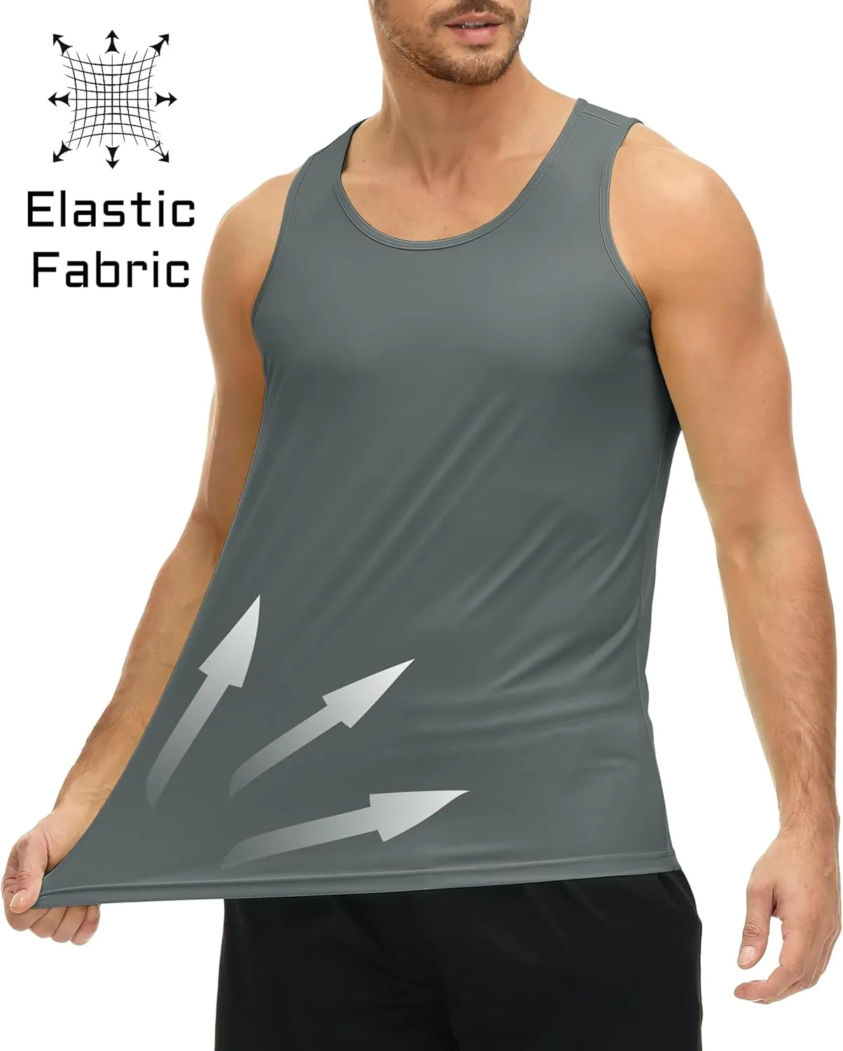 MAGCOMSEN Men's UPF 50  Tank Top Quick Dry Summer Workout Muscle Sleeveless Shirts for Swim Beach Bodybuilding