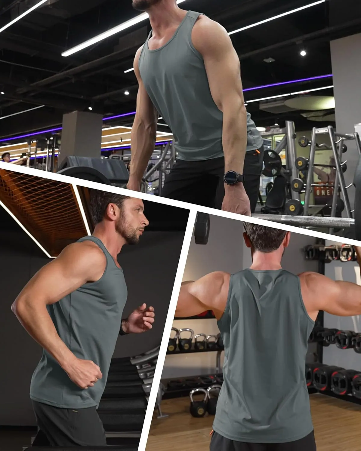 MAGCOMSEN Men's UPF 50  Tank Top Quick Dry Summer Workout Muscle Sleeveless Shirts for Swim Beach Bodybuilding