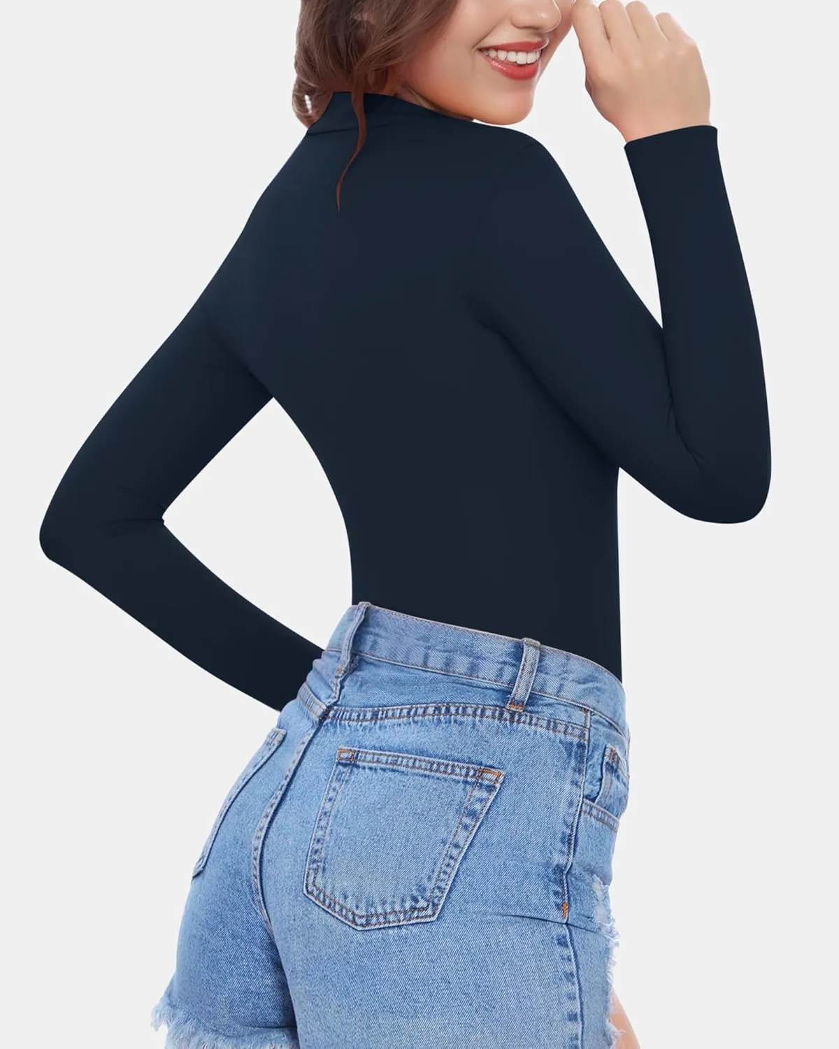 MANGOPOP Women's Mock Turtle Neck Fleece Lined Long Sleeve Thermal Underwear T Shirt Tops Tee