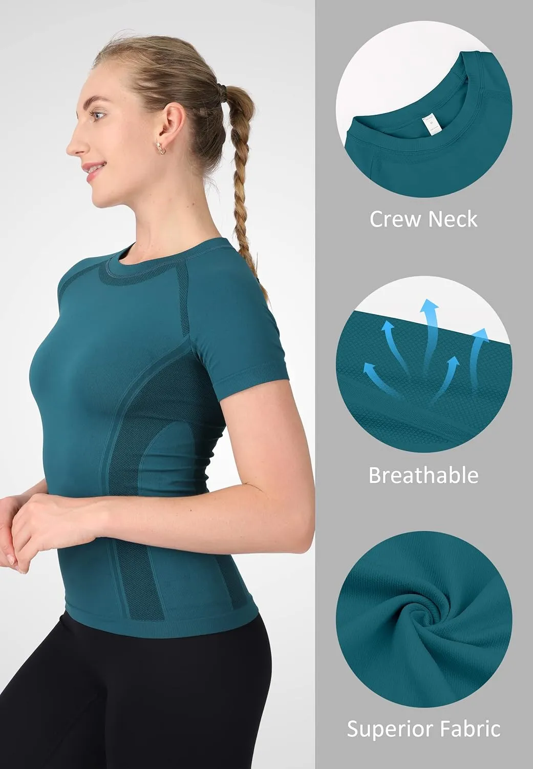 MathCat Workout Shirts for Women Short Sleeve, Workout Tops for Women, Quick Dry Gym Athletic TopsSeamless Yoga Shirts