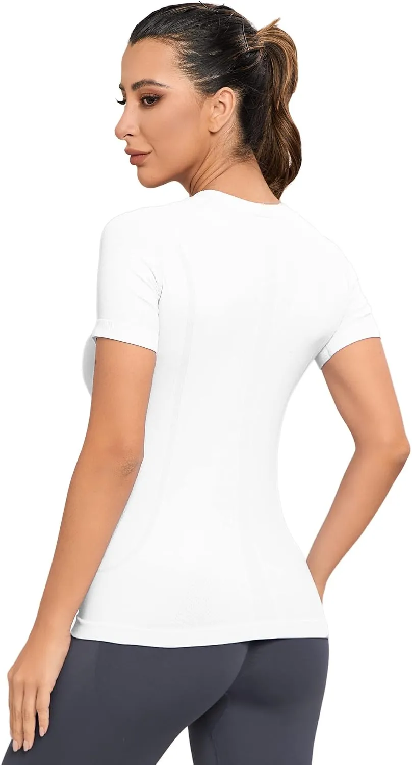 MathCat Workout Shirts for Women, Workout Tops for Women, Yoga Short Sleeve Shirts Soft Seamless Gym Shirts