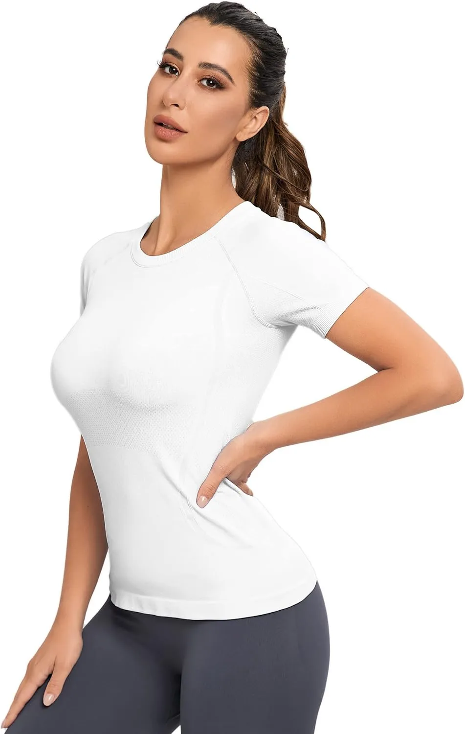 MathCat Workout Shirts for Women, Workout Tops for Women, Yoga Short Sleeve Shirts Soft Seamless Gym Shirts