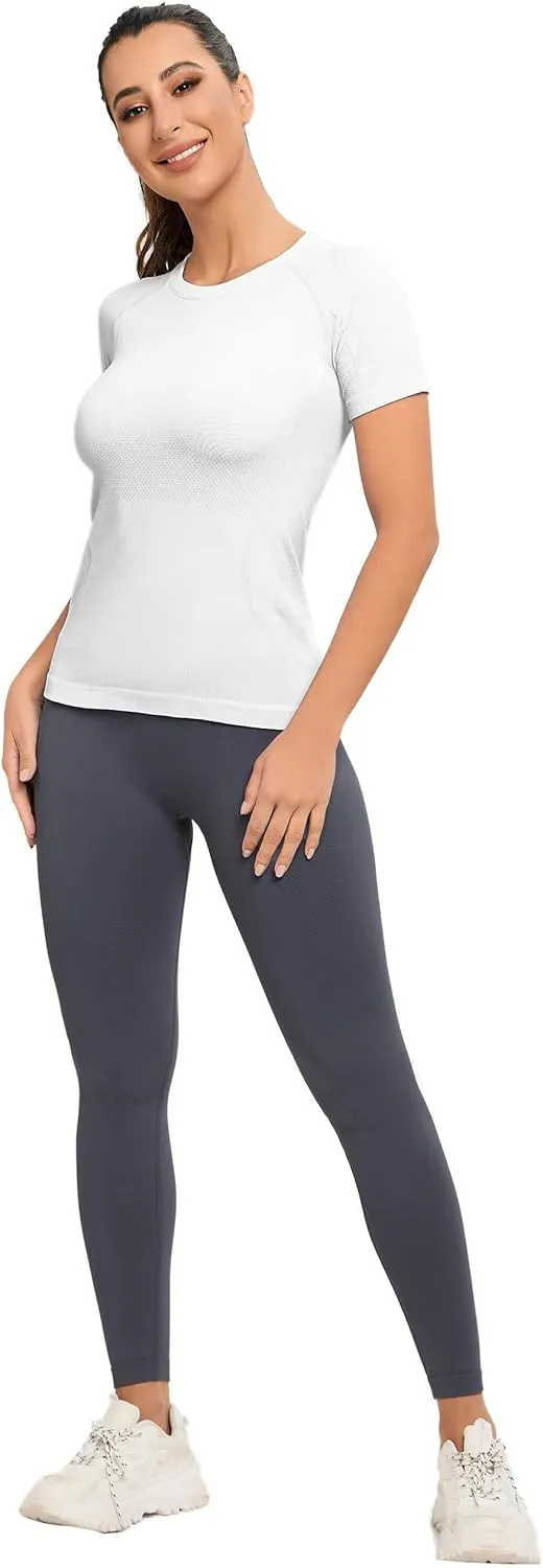 MathCat Workout Shirts for Women, Workout Tops for Women, Yoga Short Sleeve Shirts Soft Seamless Gym Shirts