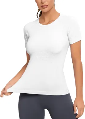 MathCat Workout Shirts for Women, Workout Tops for Women, Yoga Short Sleeve Shirts Soft Seamless Gym Shirts