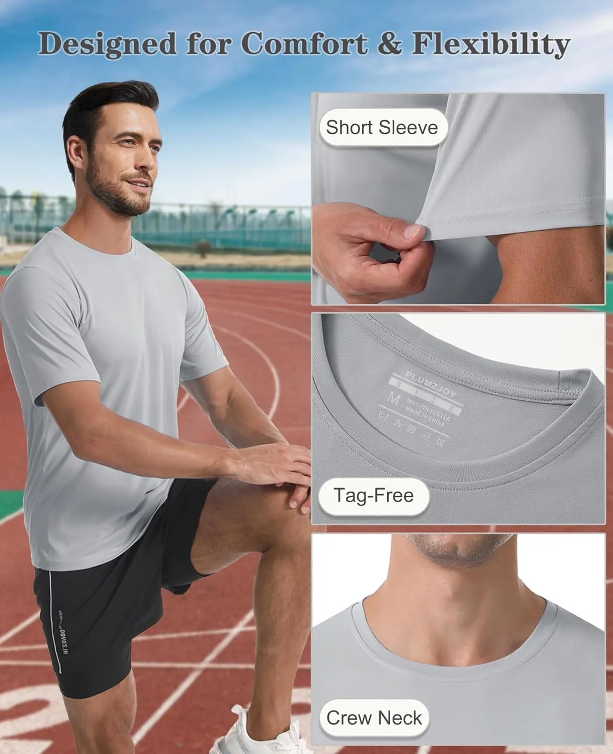 Men's Short Sleeve T-Shirt UPF 50  Quick Dry Rash Guard Athletic Running T Shirts UV Sun Protection Swim Water Shirt