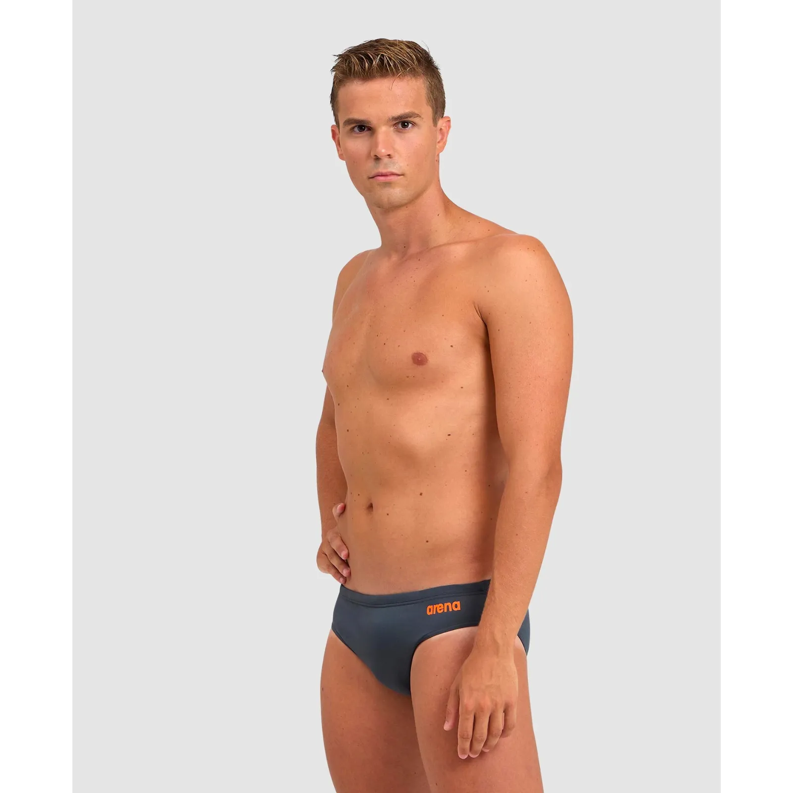 MEN'S TEAM SWIM BRIEF SOLID - ASPHALT/NESPOLA
