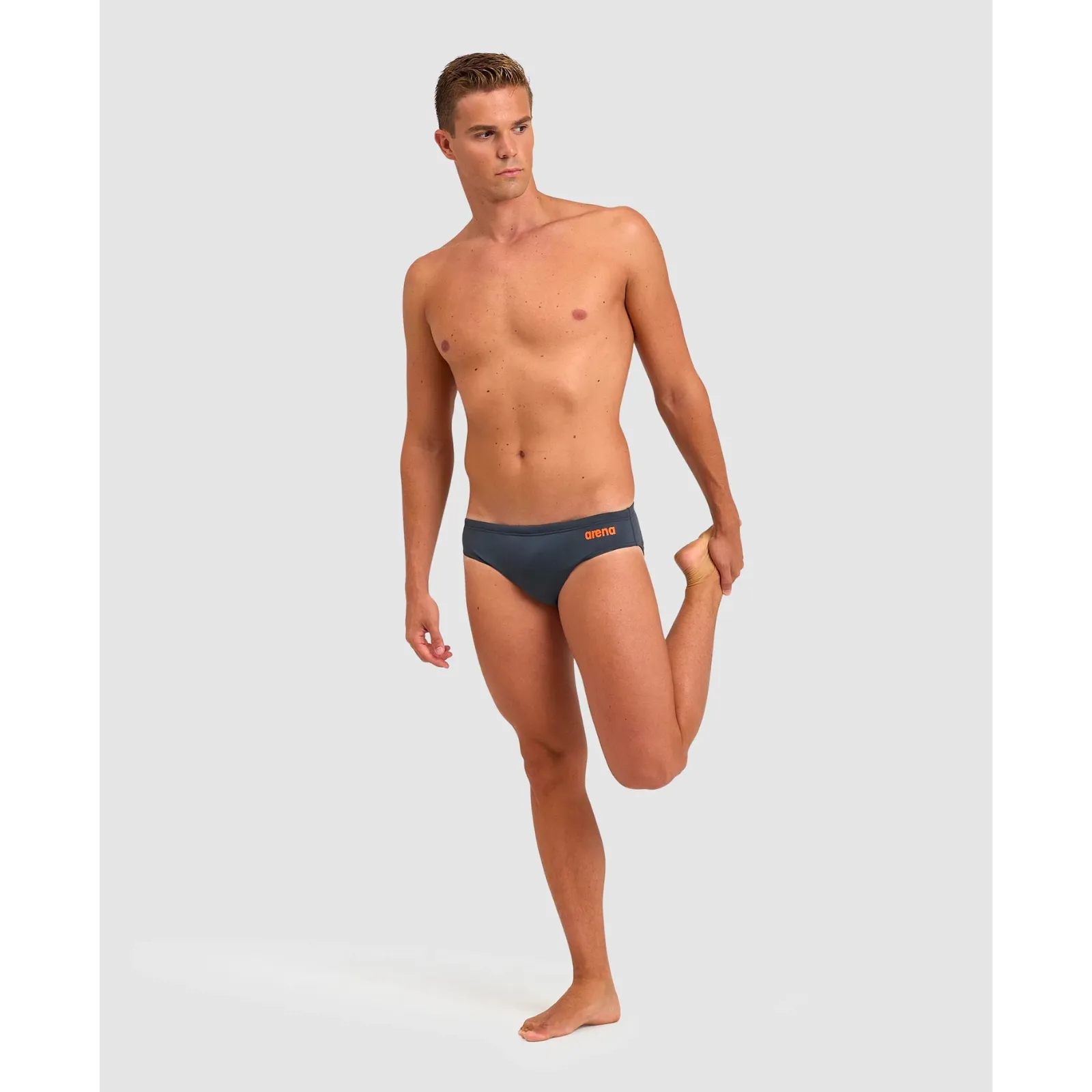 MEN'S TEAM SWIM BRIEF SOLID - ASPHALT/NESPOLA