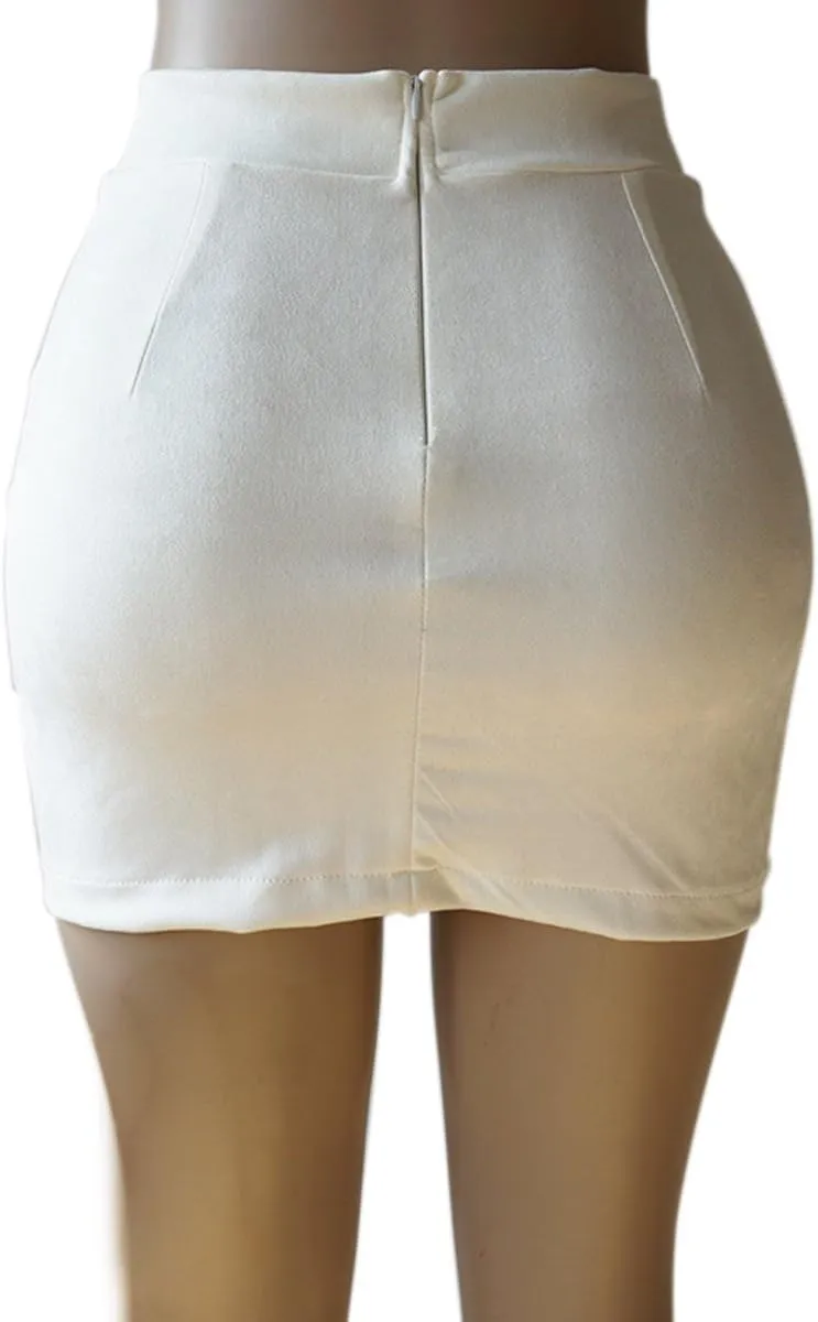 Meyeeka Womens Sexy High Waist Lace Up Bodycon Faux Suede Split Tight Mini Skirt