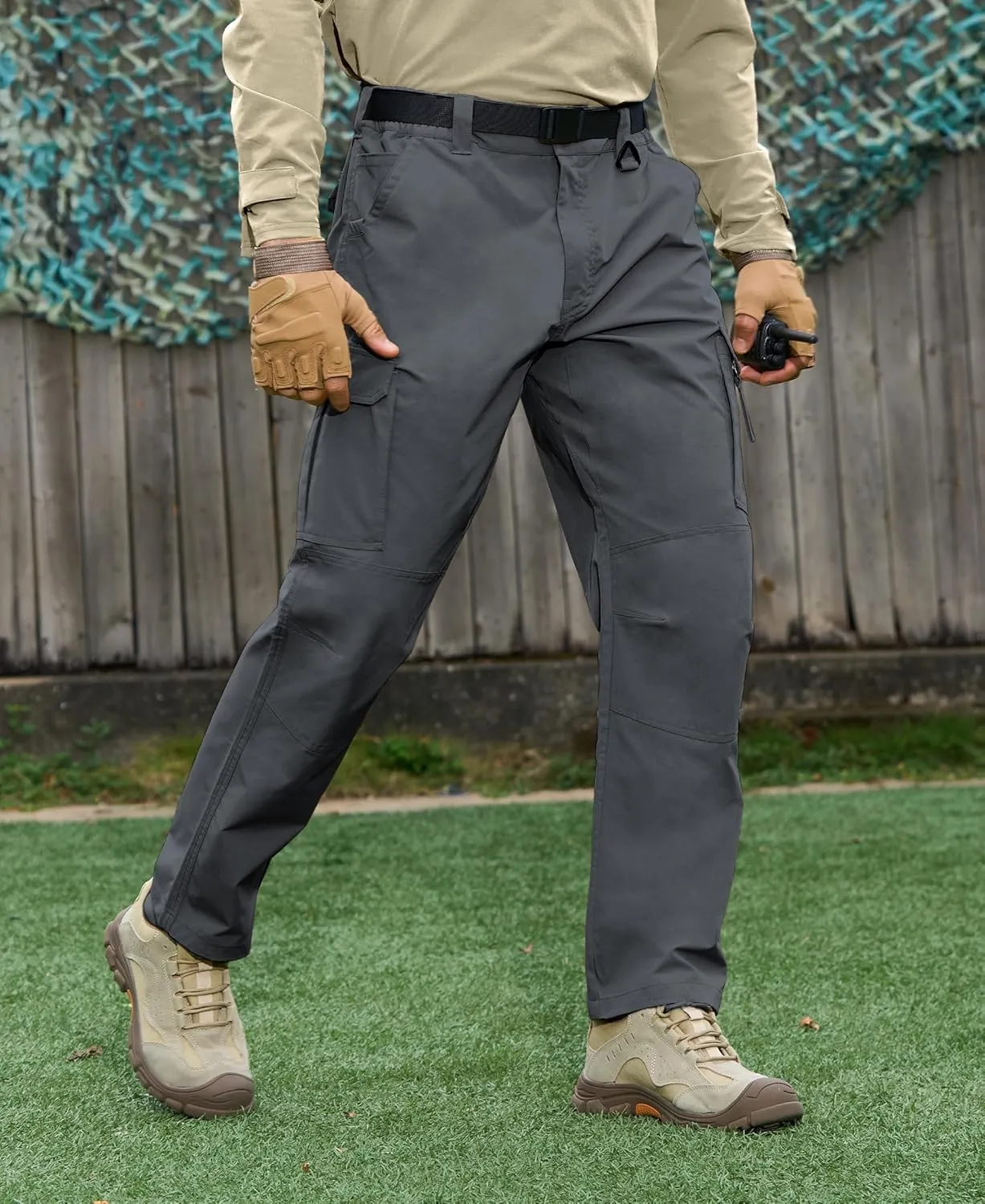 MOURCE Ripstop Work Pants for Men Stretch - Water Resistant Quick Dry Mens Tactical Pants with 9 Pockets