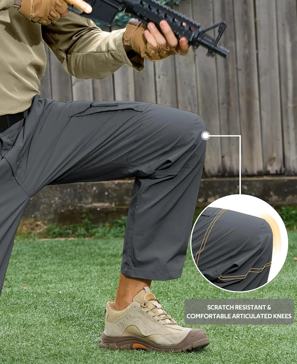 MOURCE Ripstop Work Pants for Men Stretch - Water Resistant Quick Dry Mens Tactical Pants with 9 Pockets