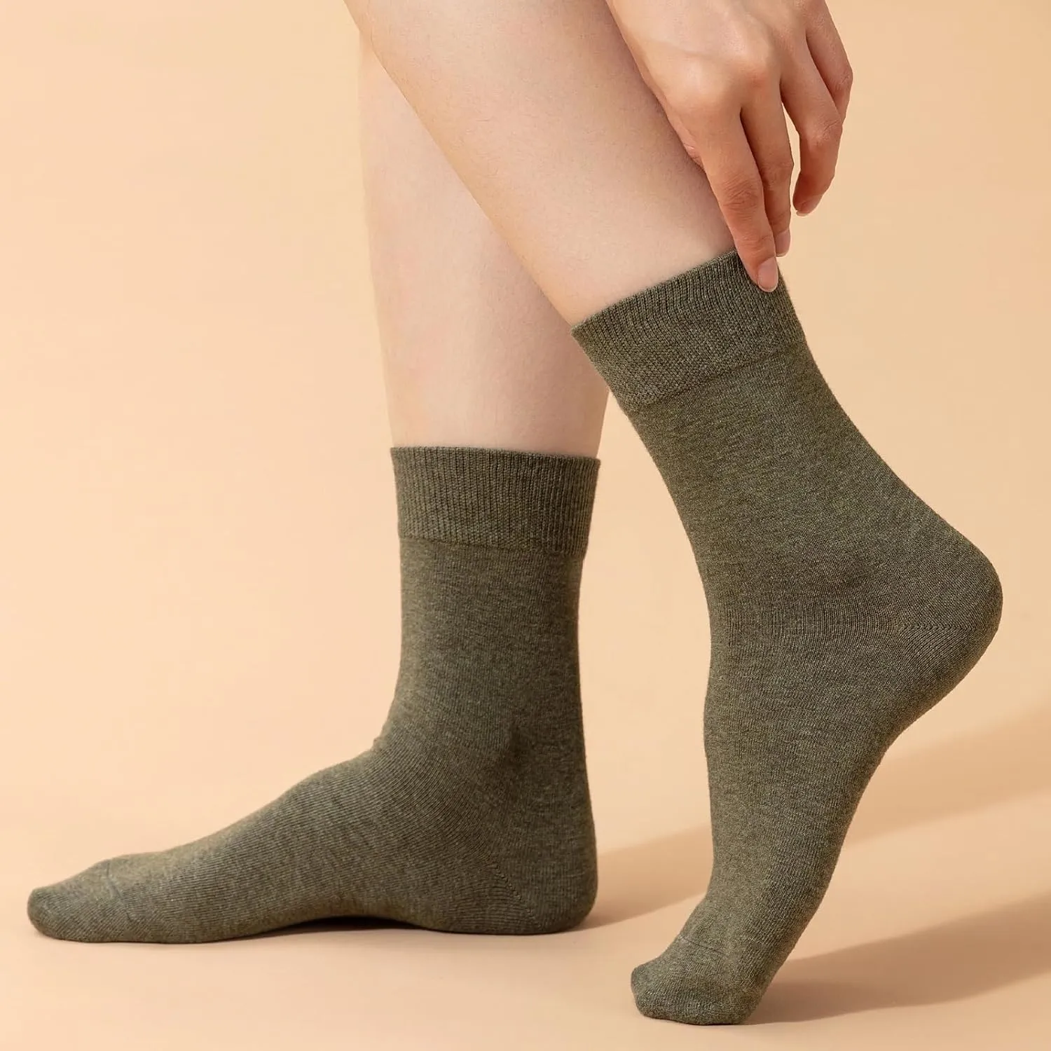 Ndoobiy 6 Pairs Womens Crew Socks Soft Cotton Boot Socks Size 6-9 9-11 Above Ankle Socks