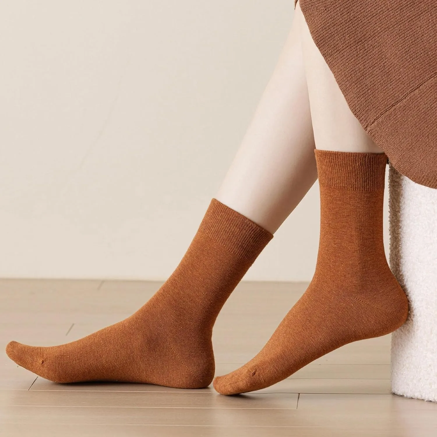 Ndoobiy 6 Pairs Womens Crew Socks Soft Cotton Boot Socks Size 6-9 9-11 Above Ankle Socks