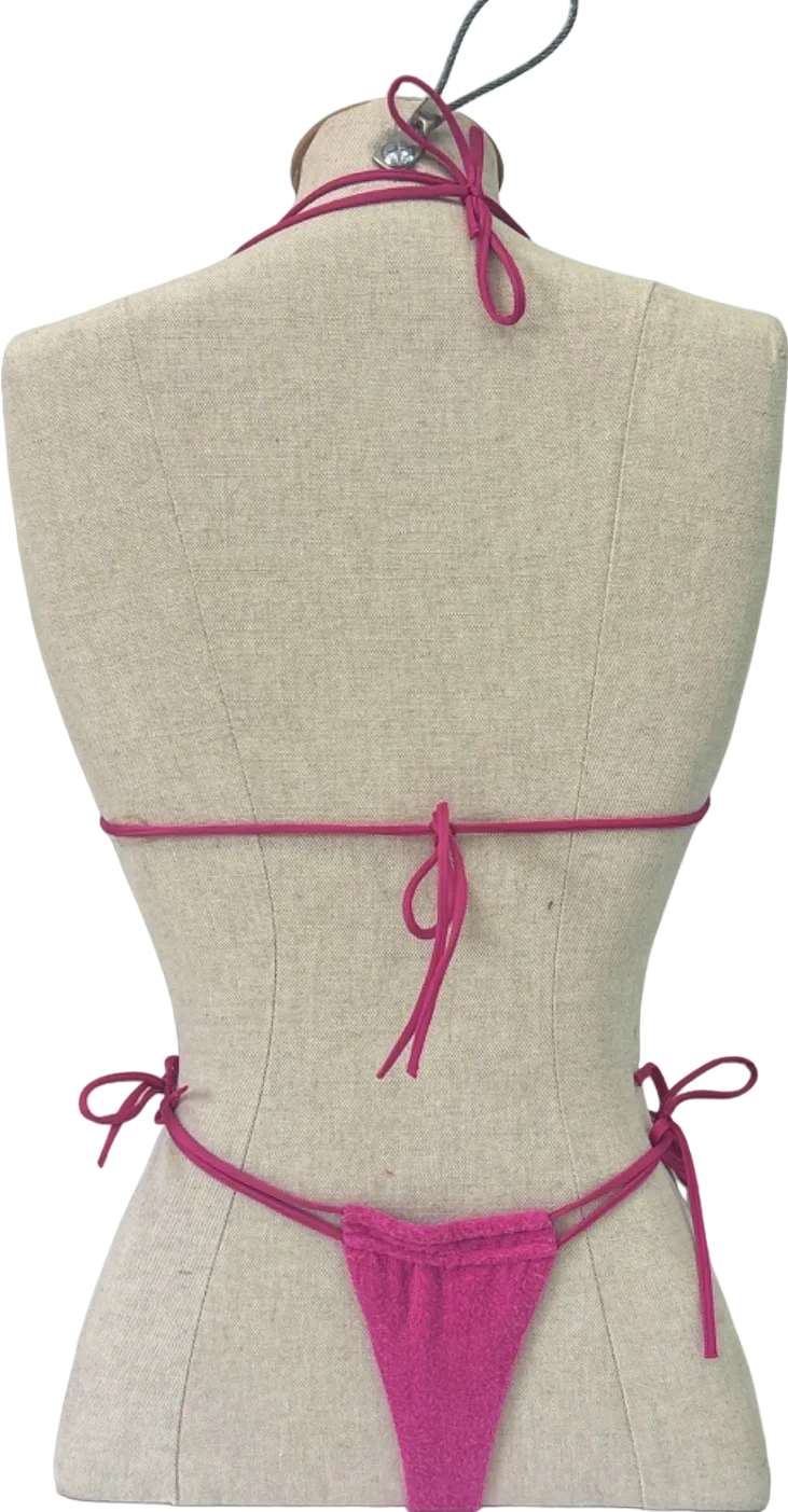 Neena Pink Terry Cloth Triangle Bikini Small
