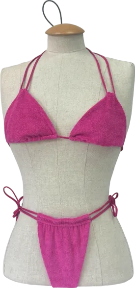 Neena Pink Terry Cloth Triangle Bikini Small