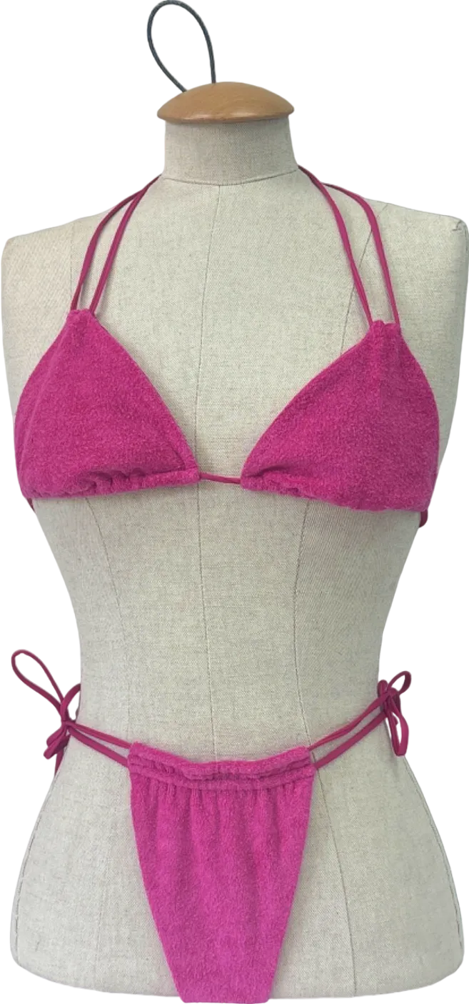 Neena Pink Terry Cloth Triangle Bikini Small